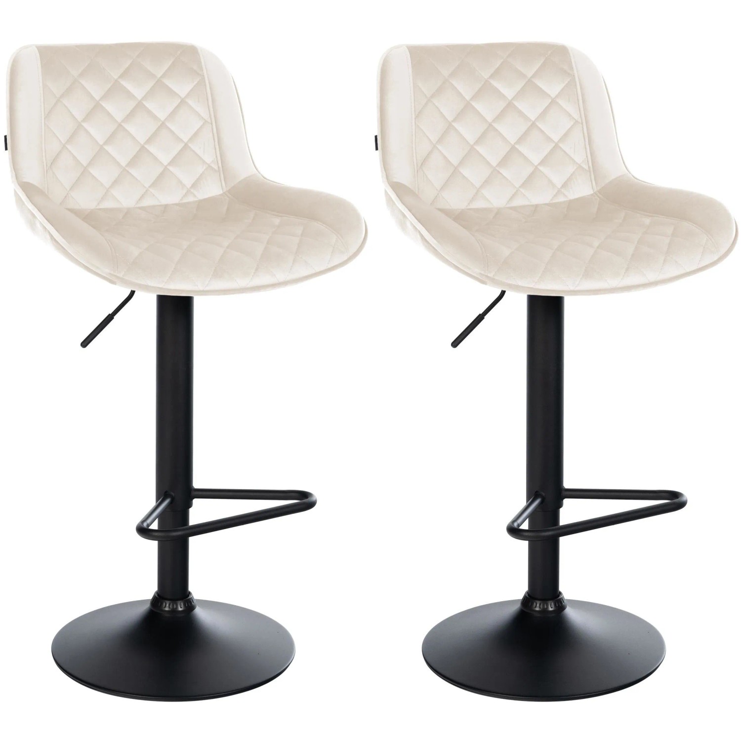 DELUKE 2er Set Barhocker KUHAR Samt Creme 50x52x84cm Barstuhl Höhenverstellbar Mit Lehne Drehbar Tresenhocker Tresenstuhl