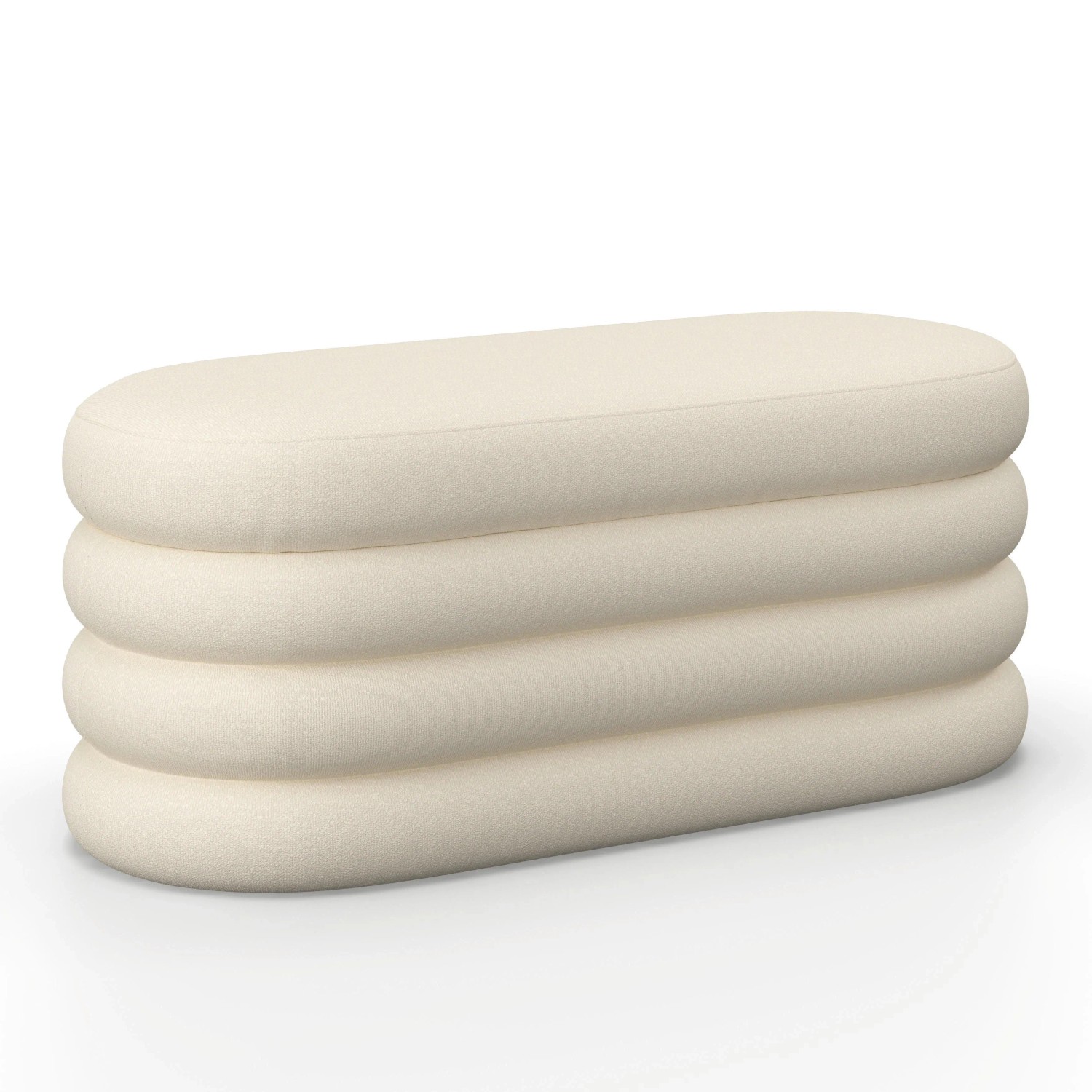 Bessagi Home Hockerbank Lorena Creme Bouclé Gepolstert mit Stauraum