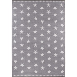 Andiamo Teppich Sternenhimmel hellgrau, Kurzflorteppich mit Sternenmuster, 133x190 cm.