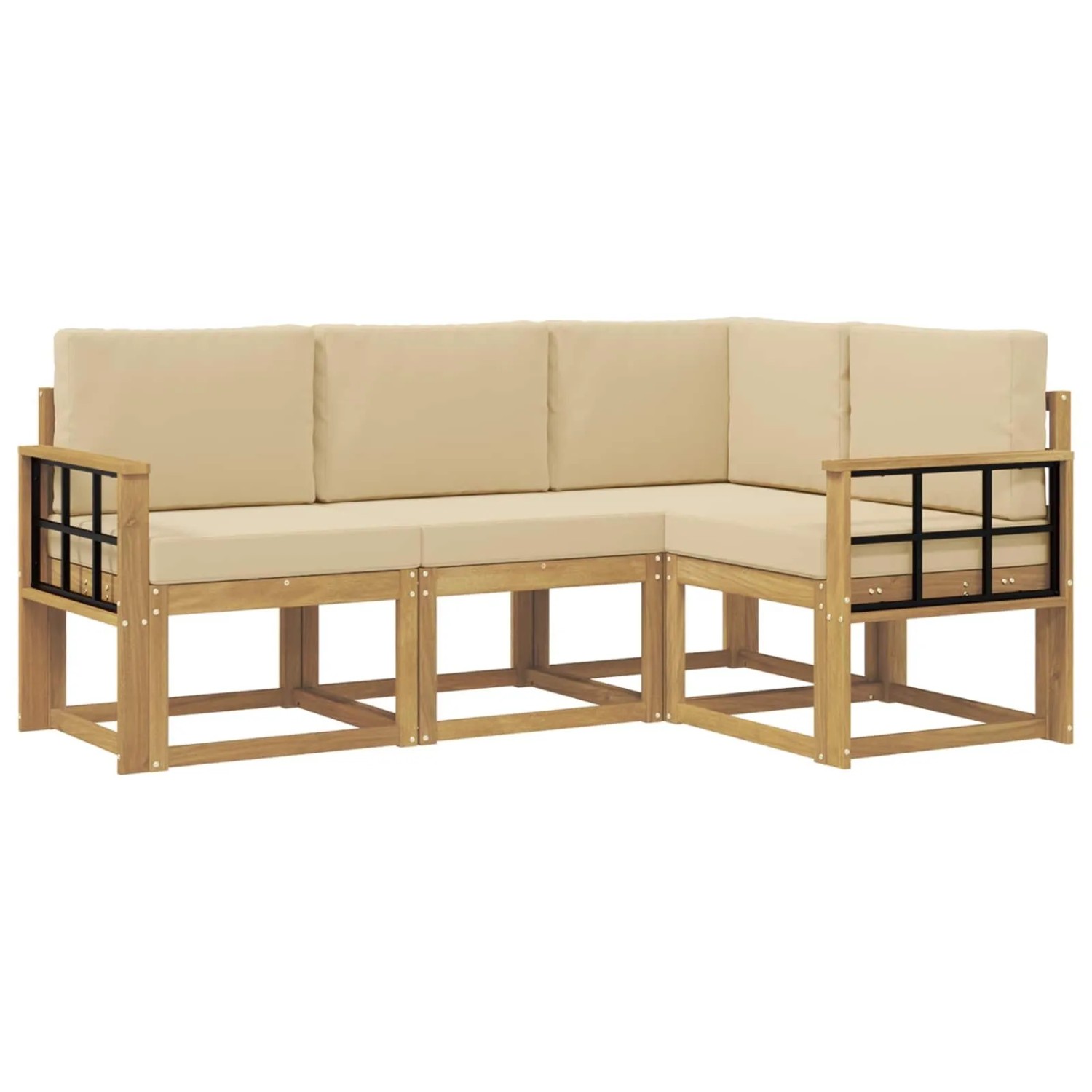 vidaXL Outdoor-Sofagarnitur mit Kissen 4 Stk Weiß und Beige 3387572