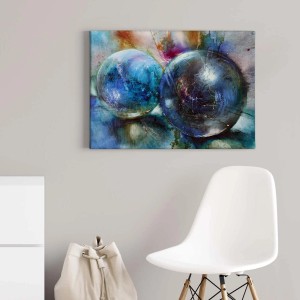 Modernes Wandbild „Bricoflor Moderne Kunst“ mit blauen und türkisen Kugeln im abstrakten Stil.