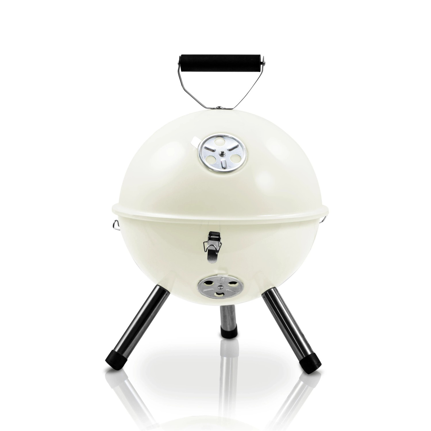 Activa Kugelgrill Mallorca, Ø 30 cm, creme. Kompakter Holzkohlegrill für Garten und Balkon.