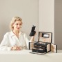 Songmics Schmuckkästchen Bridie, schwarz-beige, mit 2 Schubladen und Mini-Box. Stilvolle Schmuckaufbewahrung.