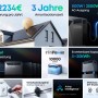 Anker Solix Solarbank 4 E5000 Pro Balkonkraftwerk. Collage: Solaranlage, 5-30 kWh Speicher, 800W/2500W Ausgang.