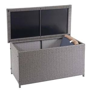 Proregal Poly-Rattan Kissenbox HxBxT 51x115x59cm Basic Grau 250L Gartentruhe Auflagenbox Truhe