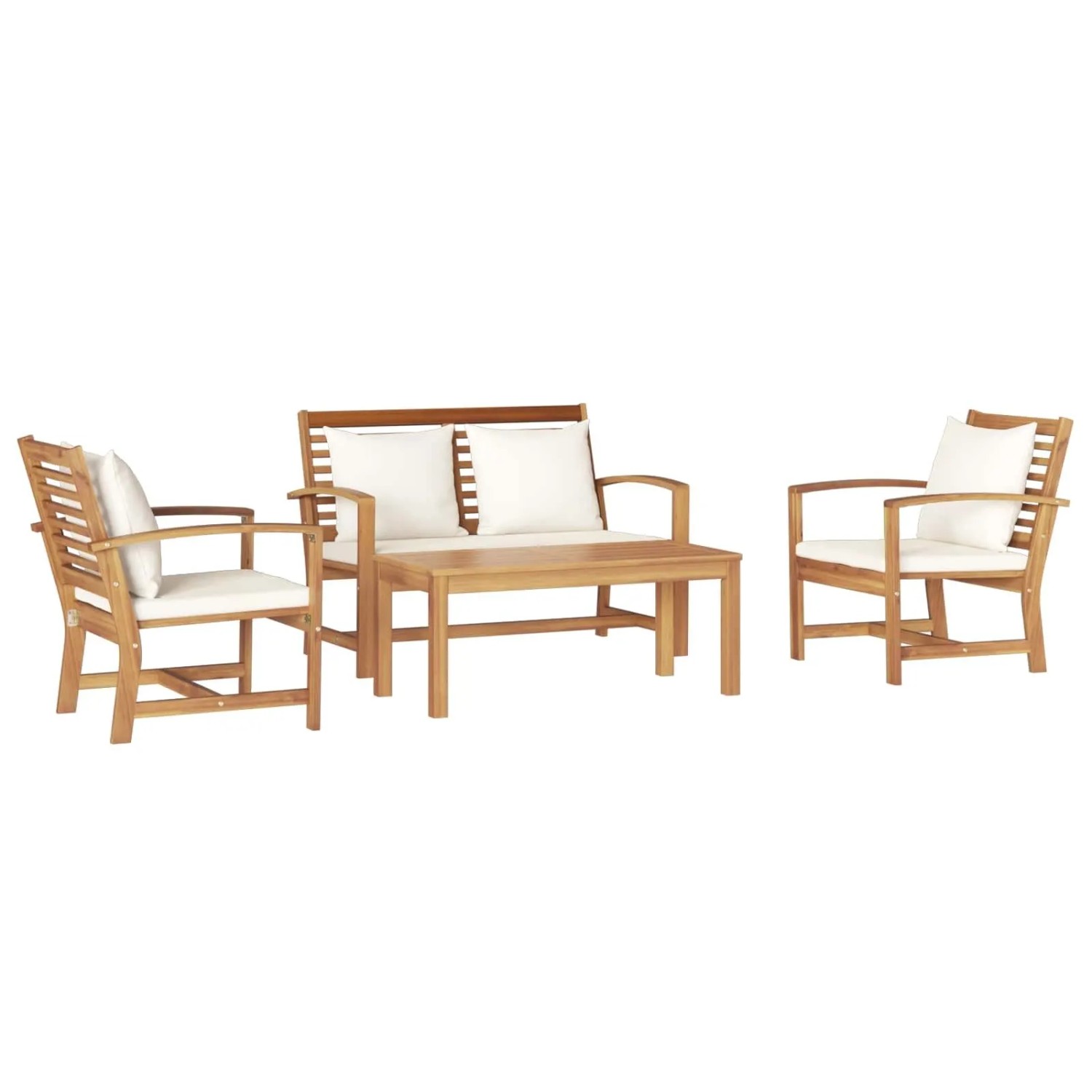 vidaXL Gartensofa-Set 4 Stk Natur Massivholz Teak 3356853
