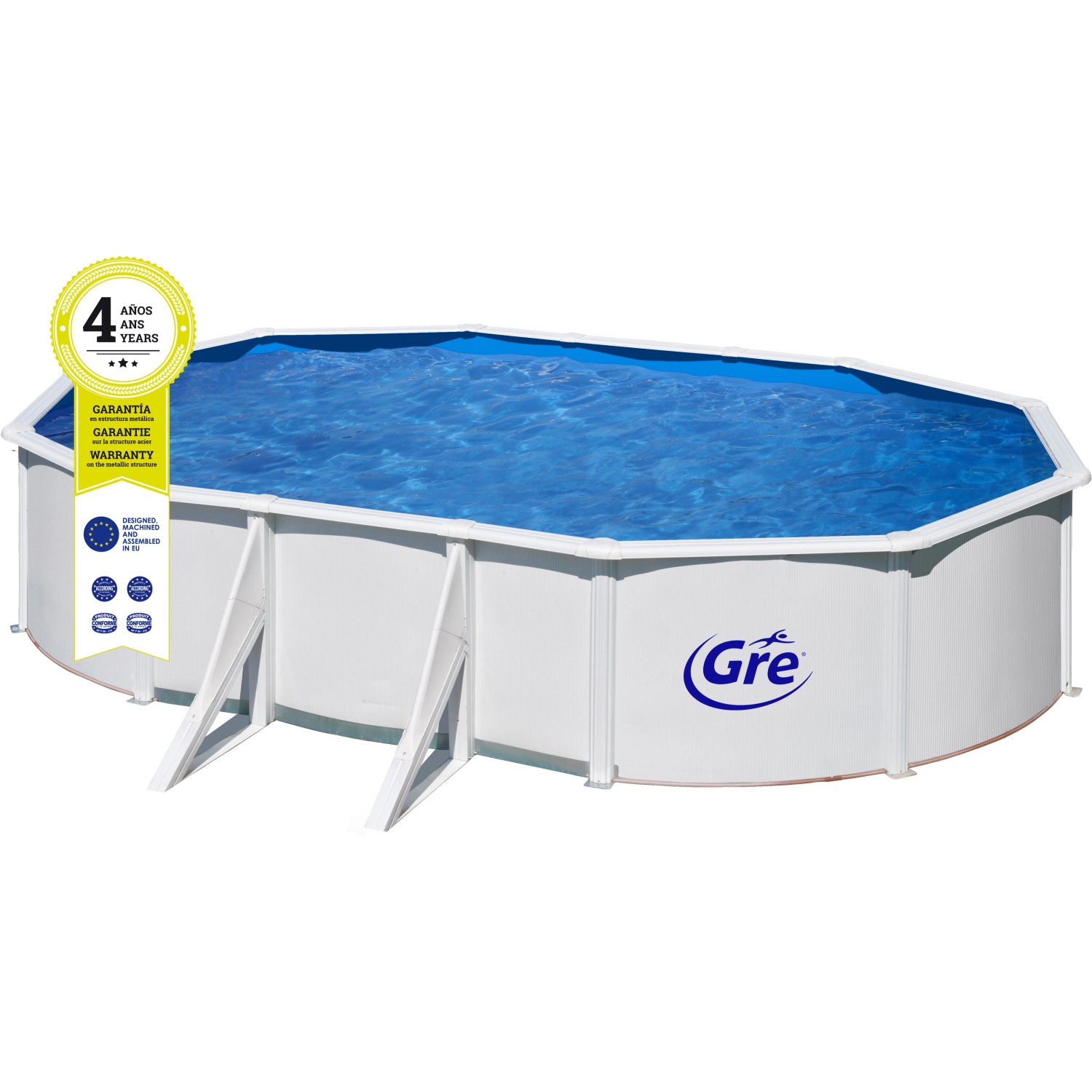 Gre Stahlwand-Pool Fidji 610 cm x 375 cm x 120 cm Oval Weiß