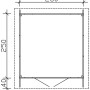 Grundriss Skan Holz Gartenhaus Delft, 250x250 cm, Schiefergrau. Holz-Gartenhaus mit Maßen.
