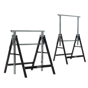 2er Set TRUTZHOLM Arbeitsböcke, 7-fach höhenverstellbar, bis 400 kg belastbar, Stahl, schwarz lackiert.