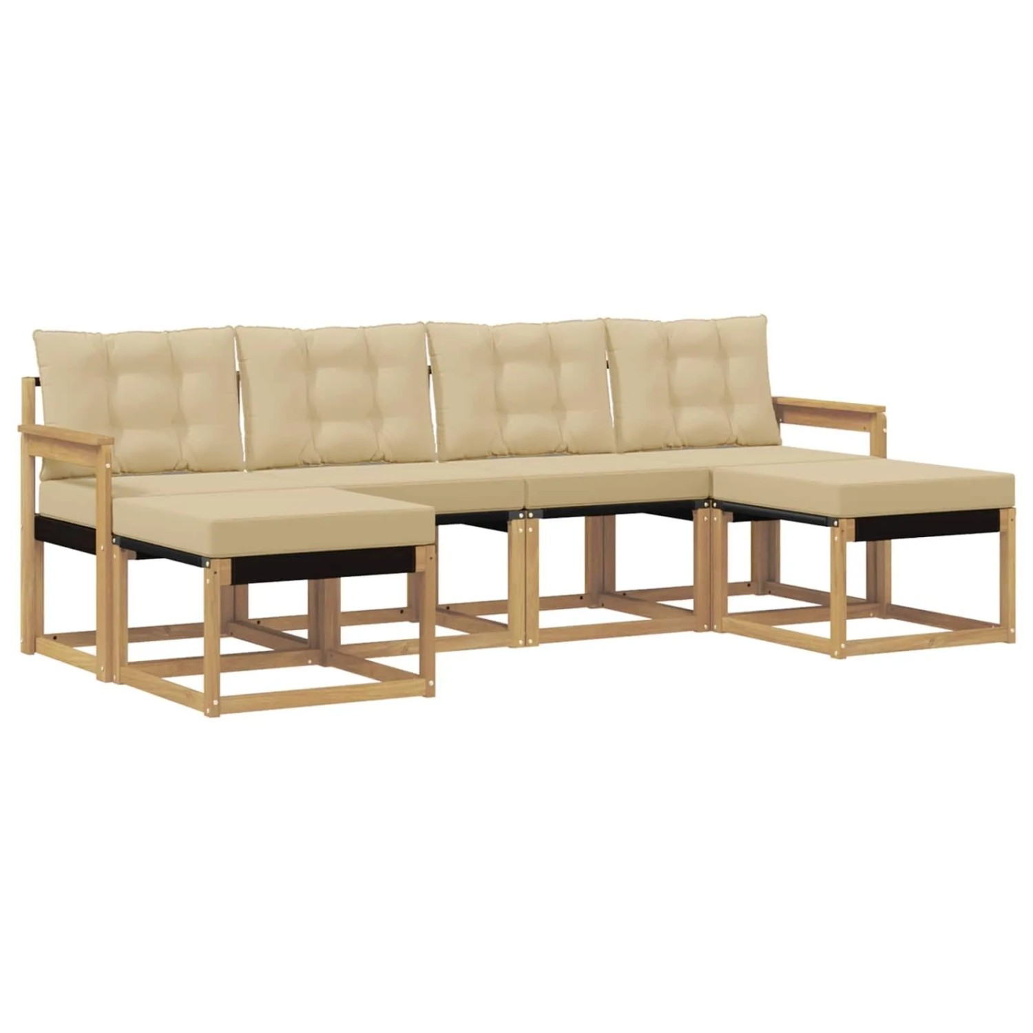 vidaXL Outdoor-Sofagarnitur mit Kissen 6-Tlg Weiß und Beige 3389735