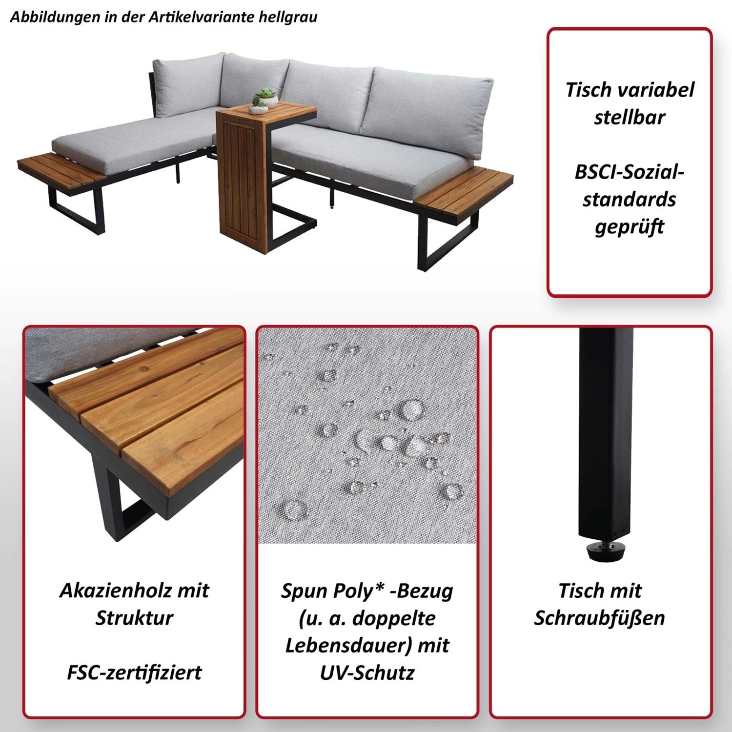 MCW Garten Garnitur L27 3erSet Dunkelgrau kaufen bei OBI