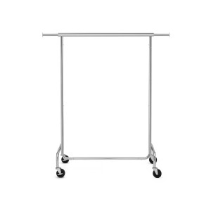 Silberner Songmics Kleiderständer mit Rollen, 150x45x160 cm, für Kleidung.