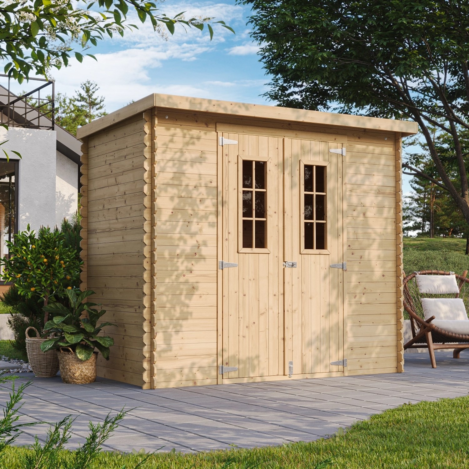 Timbela Holz-Gartenhaus M310C Beige Braun 2,63 m² FSC® günstig online kaufen