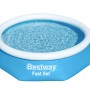 Blauer Bestway Fast Set Aufstellpool, Ø 244 cm, runder Quick-Up Pool mit Wasser.