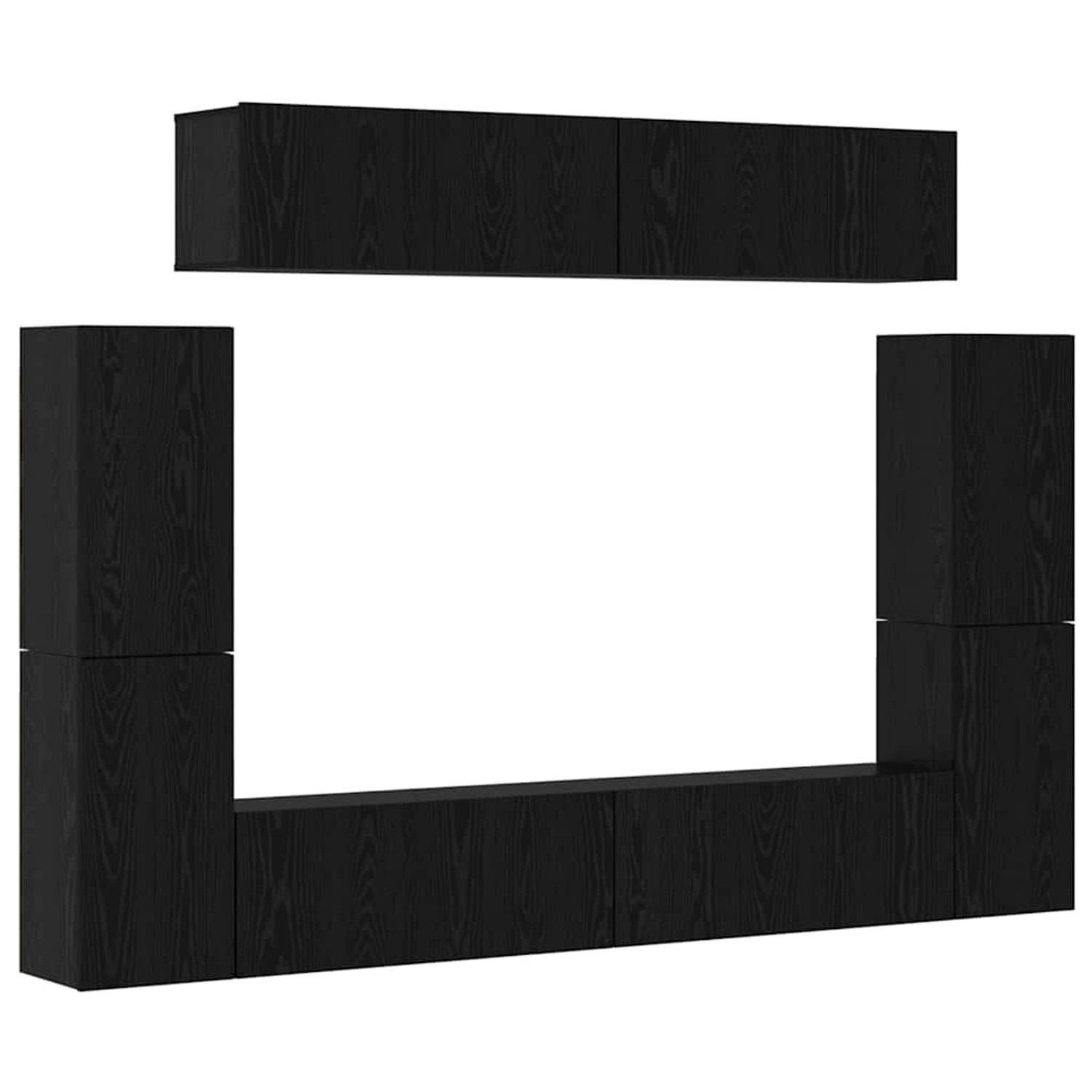 vidaXL TV-Schrank-Set 8-Tlg Schwarz Eichen-Optik 80 x 30 x 30,5 cm 3393325 günstig online kaufen