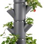 Anthrazitfarbener Gusta Garden Erdbeerturm Sissi Strawberry mit Erdbeerpflanzen.