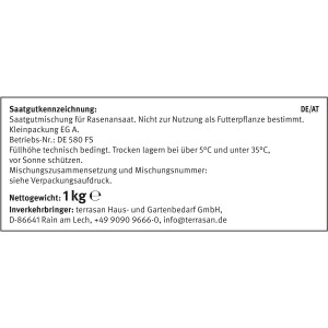 Packung Universal Rasen 1 kg: Saatgut für strapazierfähigen Gebrauchsrasen.