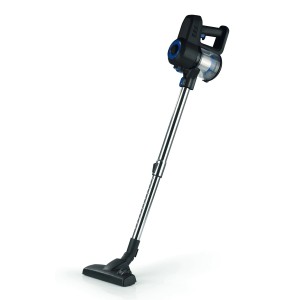 CLEANmaxx Zyklon Staubsauger in Schwarz mit Chrom-Stange.