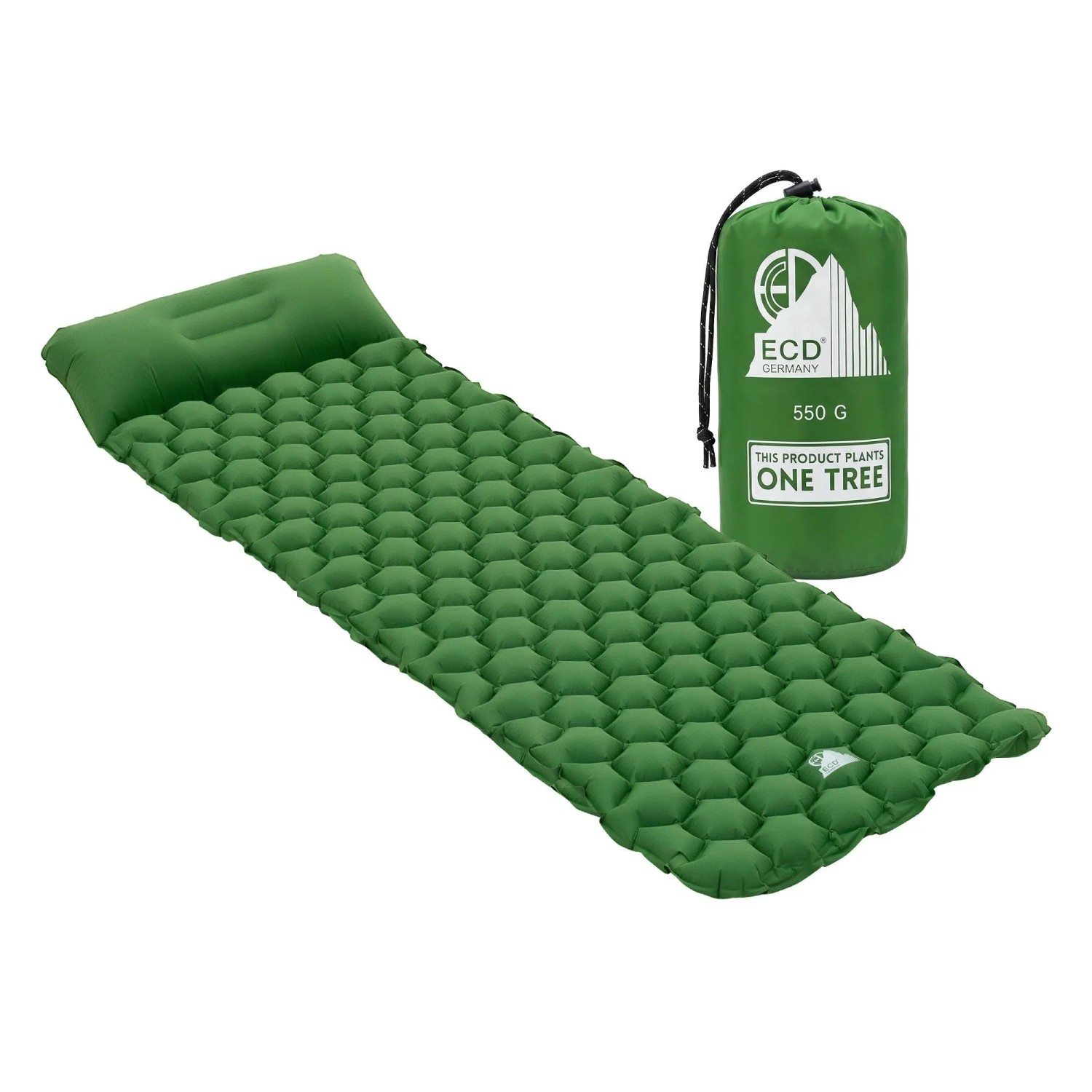 ECD Germany Isomatte Camping Grün 185x62x15 cm aus 40D-Nylon