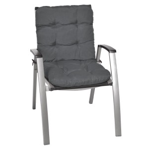 Graphitgraue Beautissu Flair NL Niederlehner Gartenstuhlauflage, 4er Set.