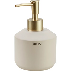 Beige-goldener baliv Cosy Wave Seifenspender aus Polyresin für das Bad.