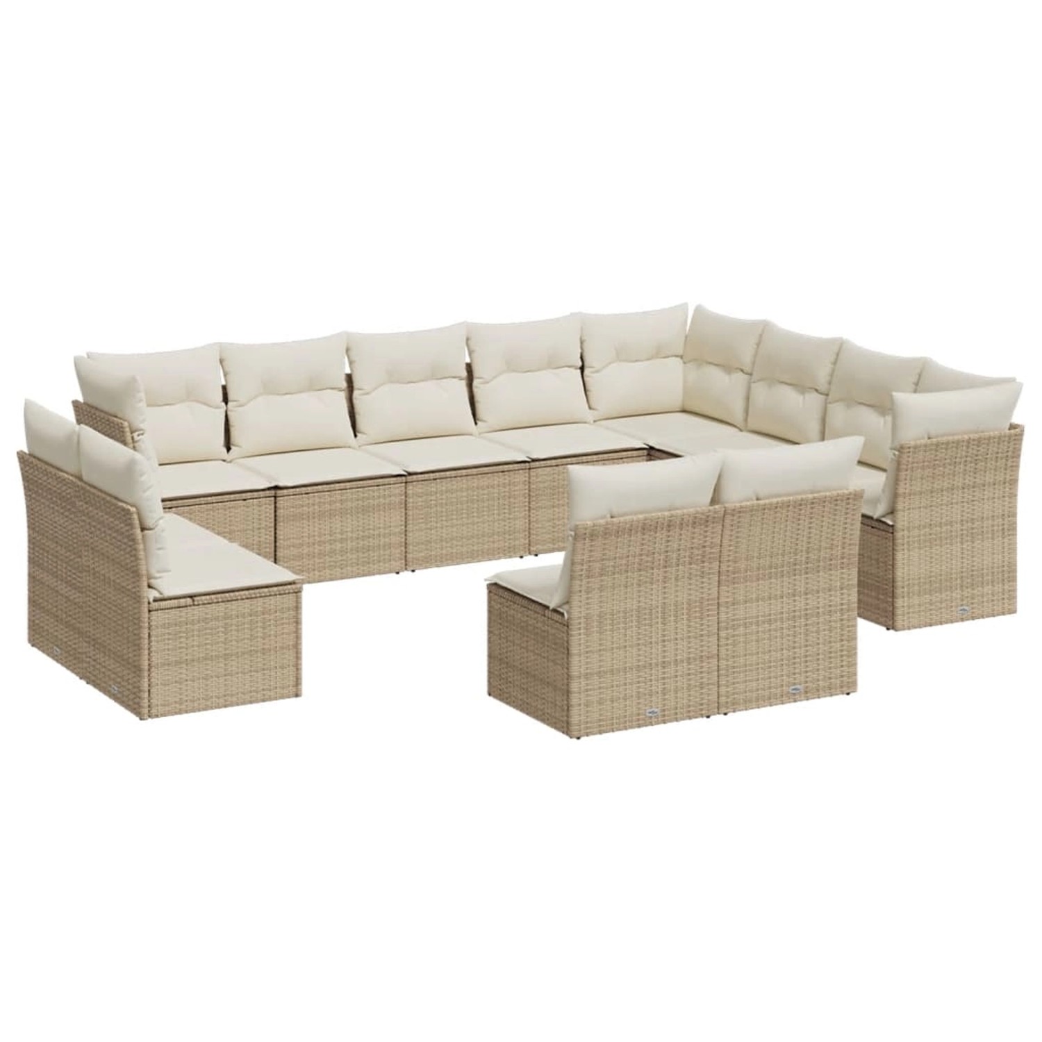 vidaXL 12-tlg Garten-Sofagarnitur mit Kissen Beige Poly Rattan Modell 57 günstig online kaufen