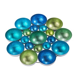Kobolo Kerzenhalter Bubble, Dekoschale aus Metall in Grün- und Blautönen, 40 cm.