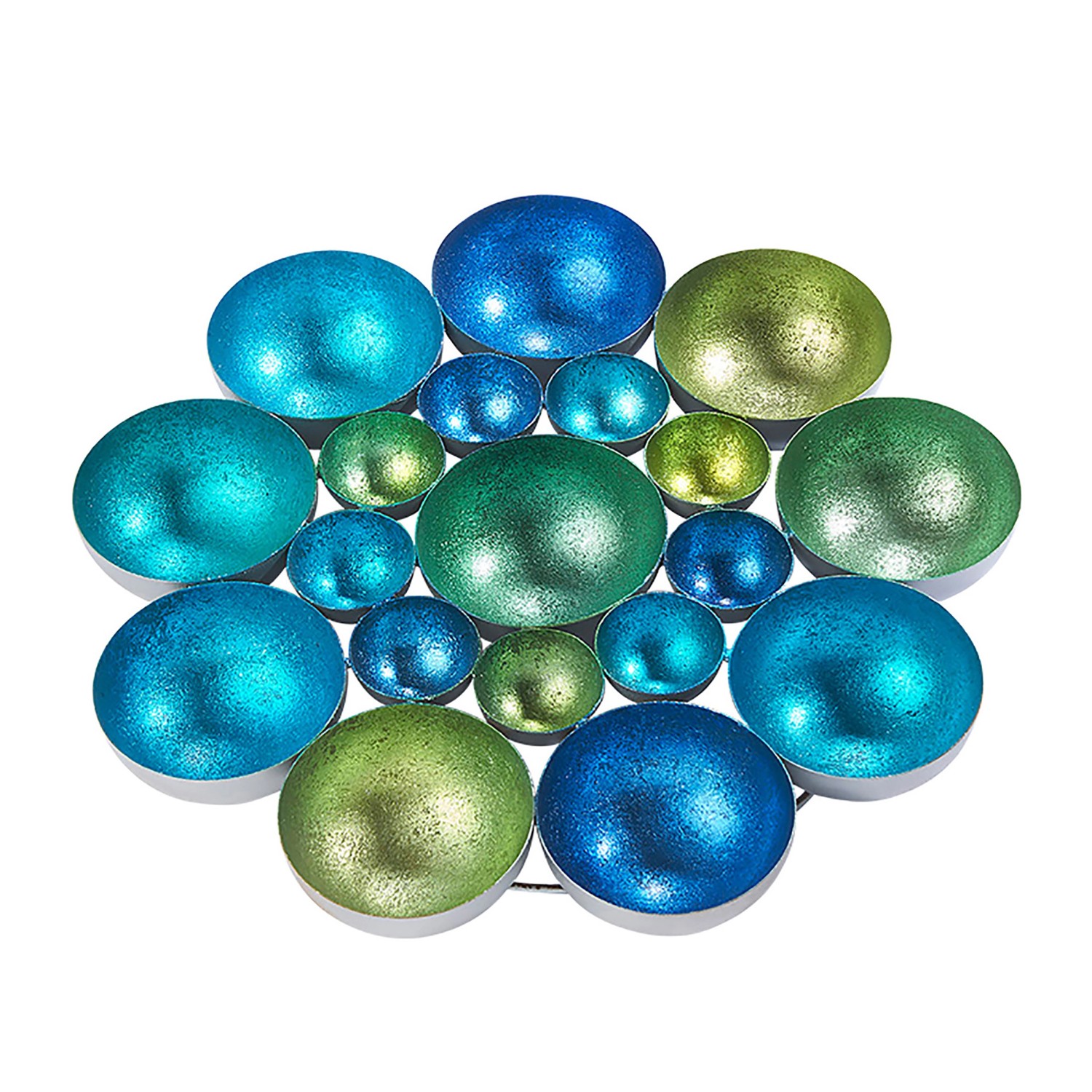 Kobolo Kerzenhalter Dekoschale BUBBLE Metall in Grün und Blautönen 40 cm günstig online kaufen