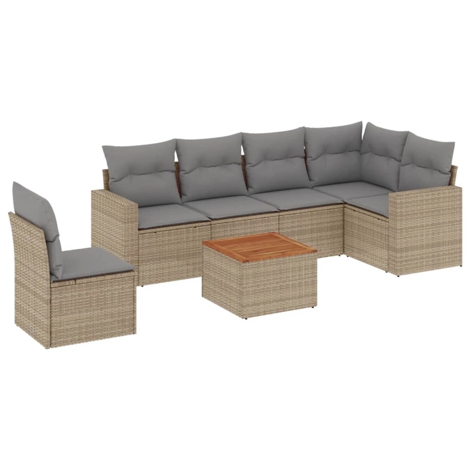 vidaXL 7-Tlg Garten-Sofagarnitur mit Kissen Beige Poly Rattan 3224148 günstig online kaufen