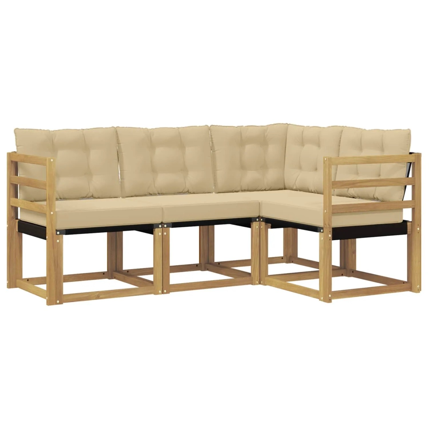 vidaXL Outdoor-Sofagarnitur mit Kissen 4-Tlg Weiß und Beige 3389419