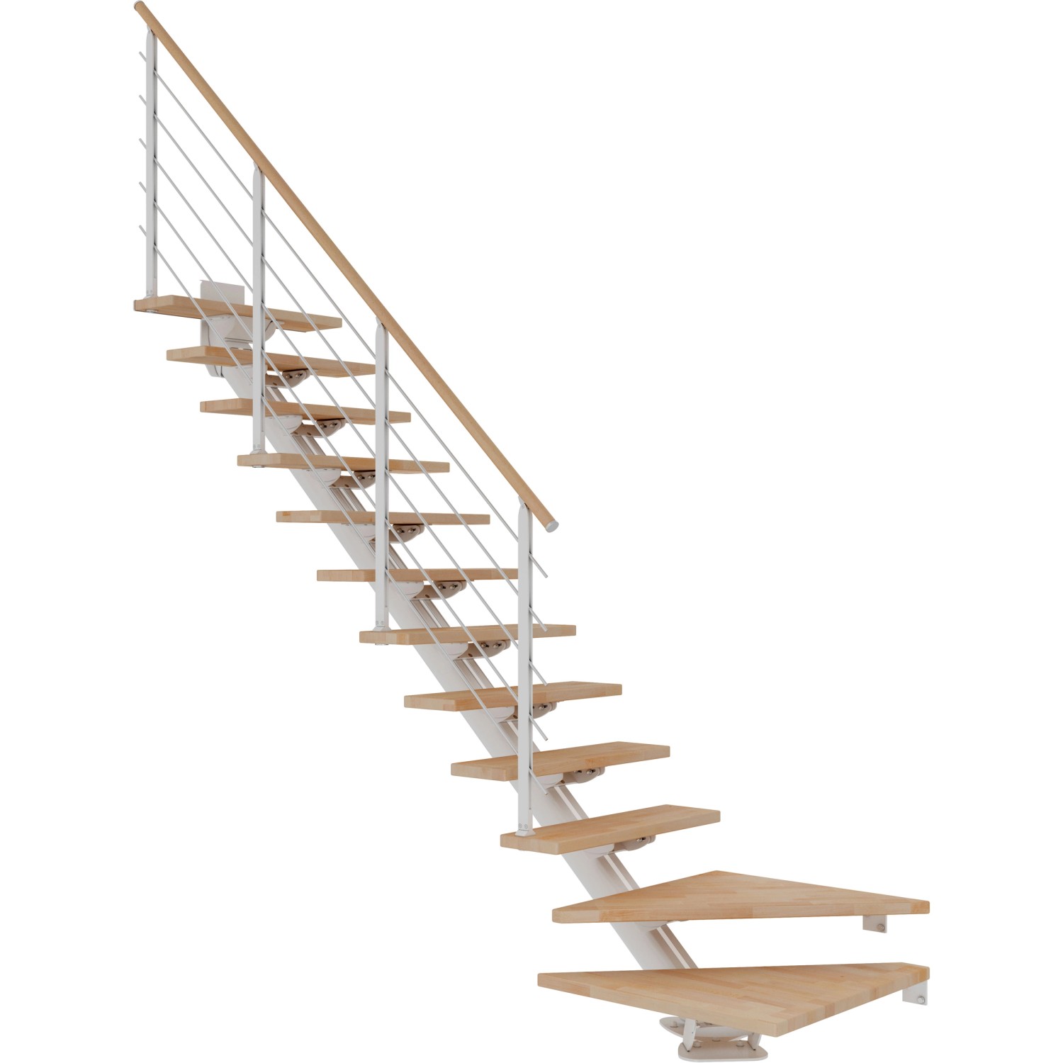 Dolle Mittelholmtreppe Sydney 12 Stufen Buche 1/4gew. Metallteile Weiß FSC®