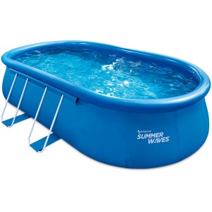 Blauer Summer Waves Quick Pool, aufblasbarer Quick-Up Pool mit Leiter, 549x345x107 cm.