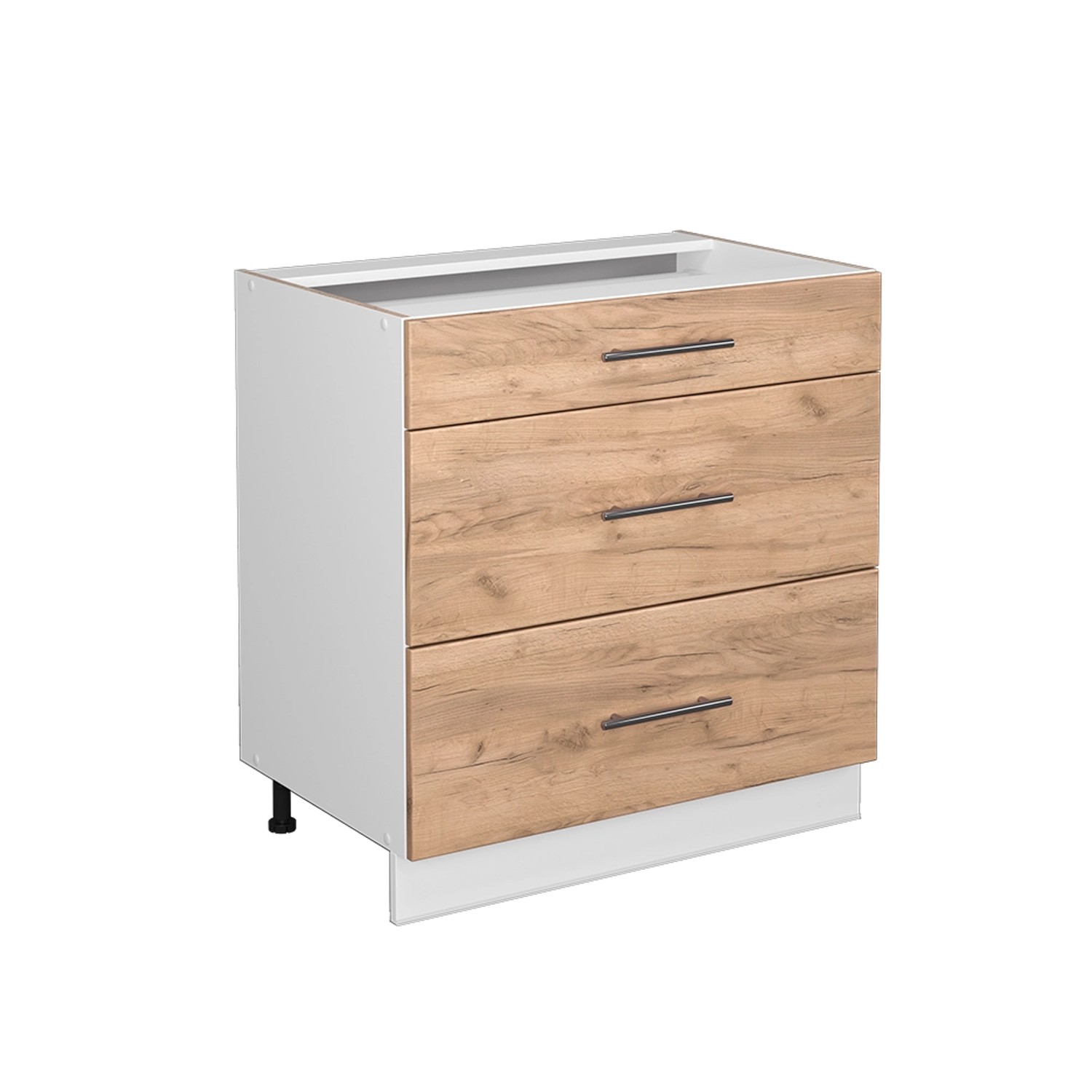 Vicco Küchenunterschrank Fame-Line Goldkraft Eiche/Weiß 80 cm mit 3 Schubladen ohne Arbeitsplatte