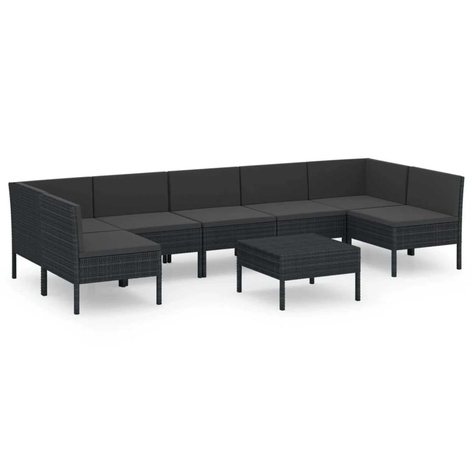 vidaXL 8-tlg Garten-Lounge-Set mit Auflagen Poly Rattan Schwarz Modell 40 günstig online kaufen