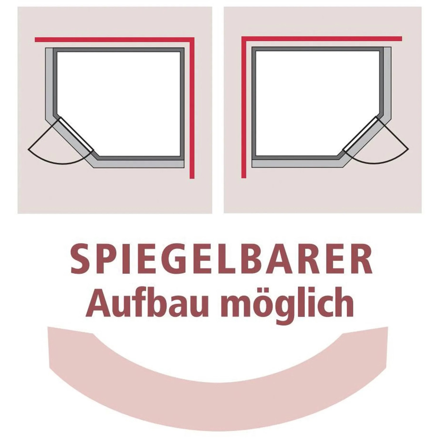 Karibu Sauna Anina 1 Natur: Skizze zeigt spiegelbaren Aufbau der Massivholzsauna.