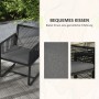 Outsunny Rattan Gartenmöbel-Set, schwarzer Rattansessel mit grauem Sitzkissen.
