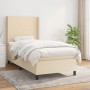 Cremefarbenes vidaXL Boxspringbett (100x200 cm) mit Matratze und hohem Kopfteil.