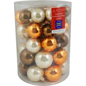 Vitbis Weihnachtskugel-Set, 60 Glas-Kugeln in Cappuccino-Farben, ø 4-7cm.