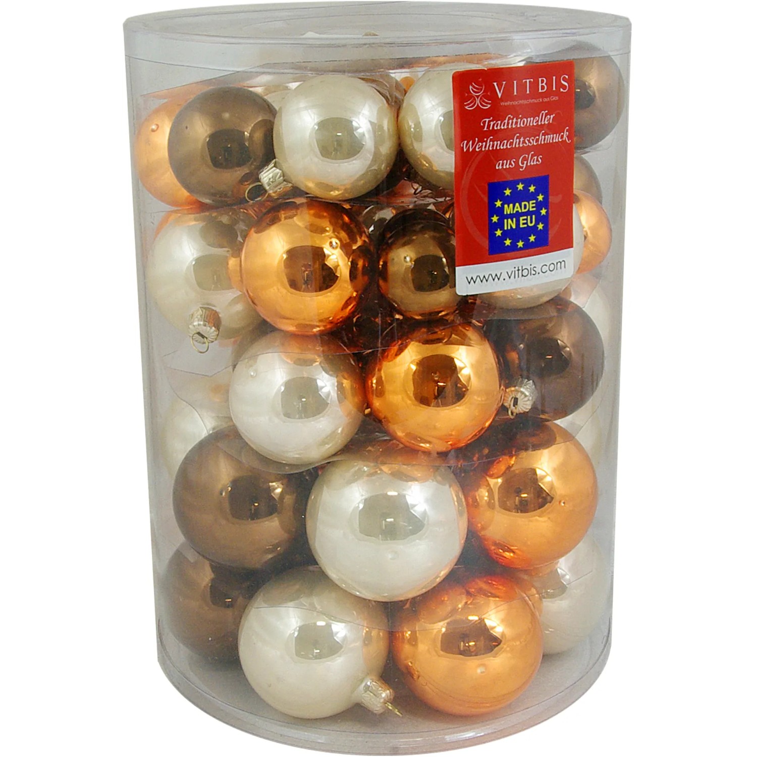 Vitbis Weihnachtskugel-Set Glas ø 4-7 cm 60 Stück Capuccino