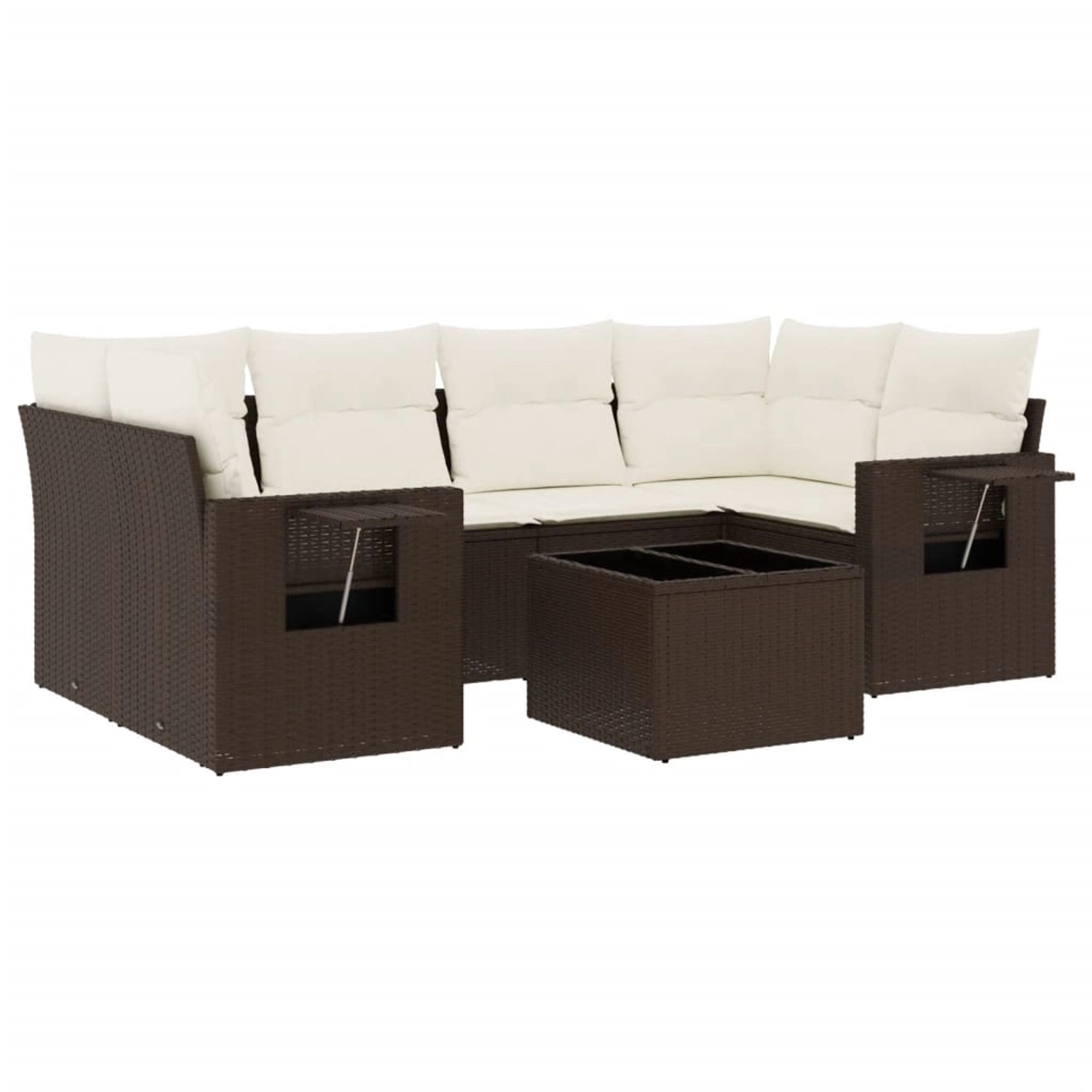 vidaXL 7-Tlg Garten-Sofagarnitur mit Kissen Braun Poly Rattan 3252260 günstig online kaufen