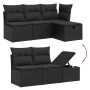 Schwarze 6-tlg. vidaXL Garten-Sofagarnitur aus Poly Rattan mit Kissen.