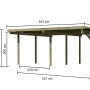 Karibu Doppelcarport Eco: Ansicht mit Maßangaben. Holzcarport mit PVC-Dachplatten.