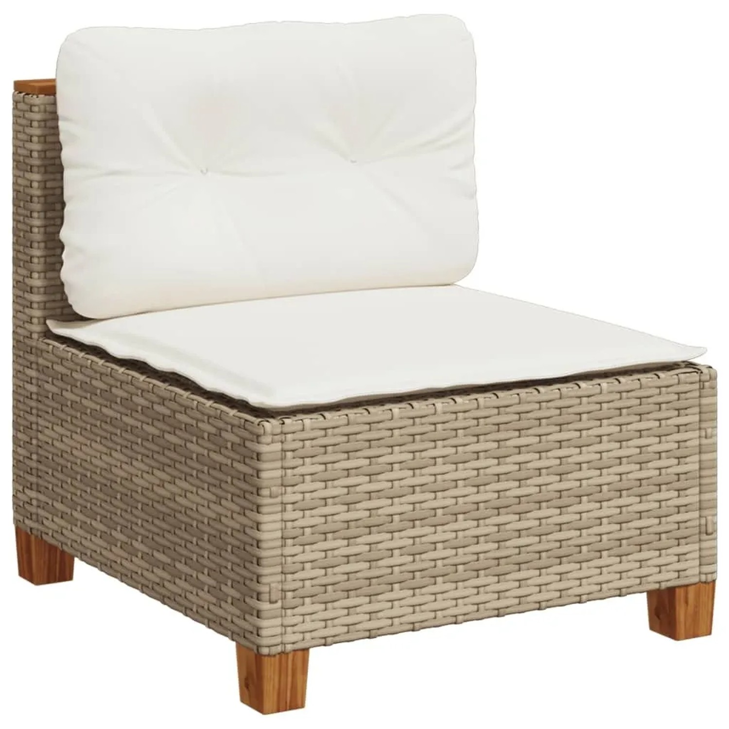 Thumbnail - vidaXL Gartensofa ohne Armlehnen mit Kissen Beige Poly Rattan 365907