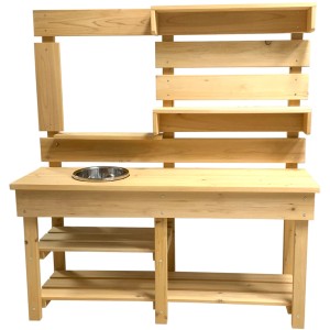 Home Deluxe Spielküche Mandu aus Holz mit Spülbecken und Ablageflächen für den Garten.