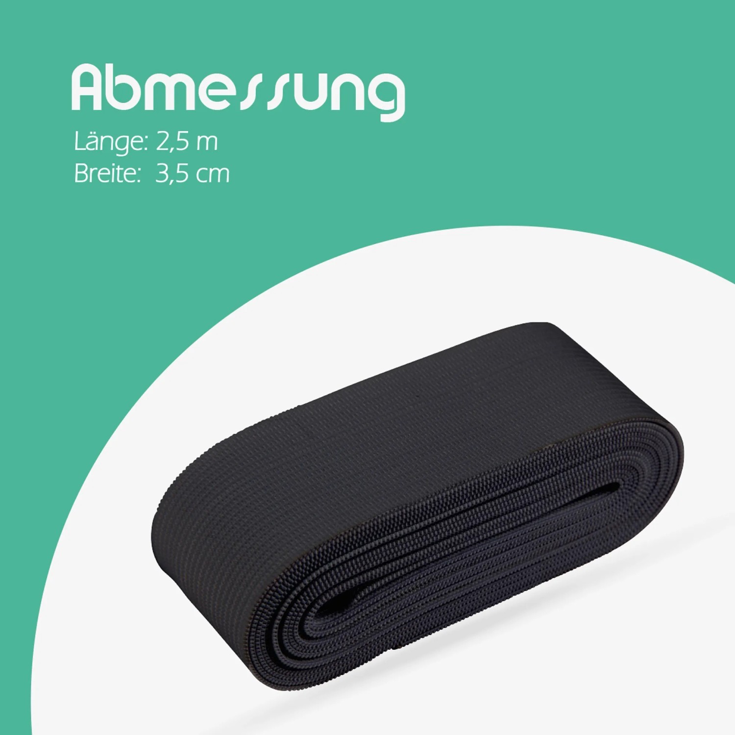 Schwarzes ProHome Gummiband, 2,5 m x 3,5 cm, für Näh- und Bastelprojekte.
