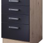 Flex-Well Unterschrank Lara, 50 cm, Anthrazit und San Remo Eiche Dekor mit 4 Schubladen.
