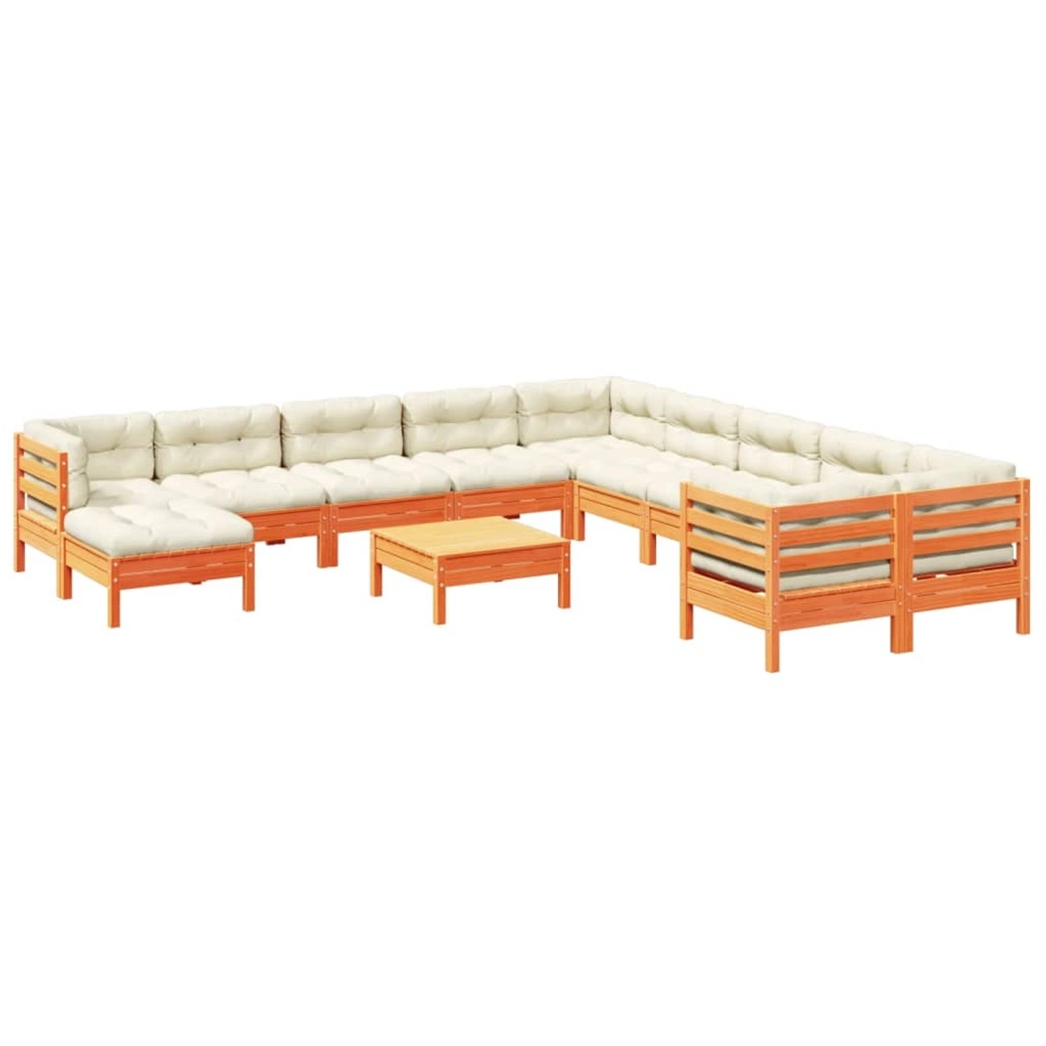vidaXL 12-Tlg Garten-Sofagarnitur mit Kissen Wachsbraun Kiefernholz 3299655 günstig online kaufen