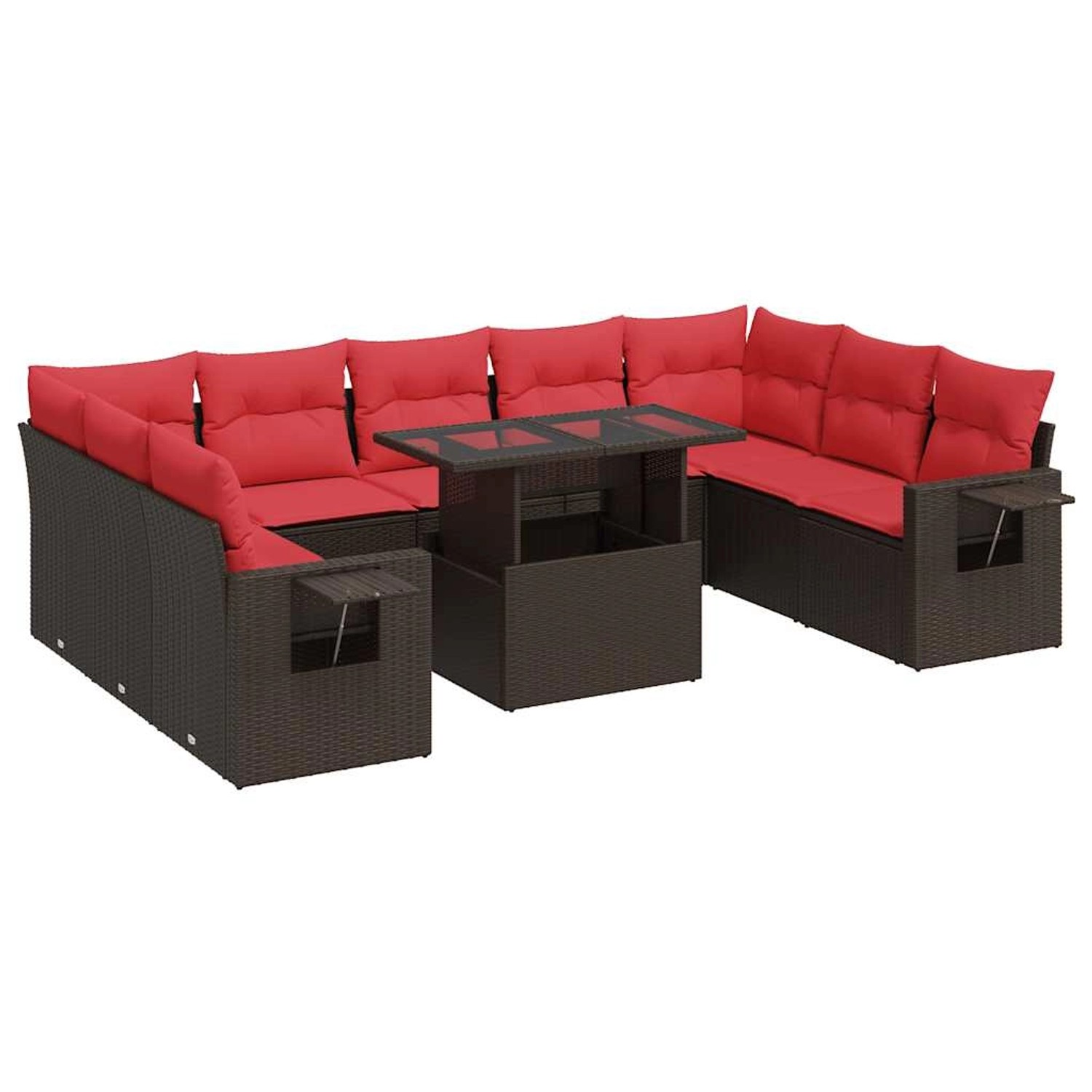 vidaXL 10-Tlg Garten-Sofagarnitur mit Kissen Braun Poly Rattan Akazie 33265 günstig online kaufen