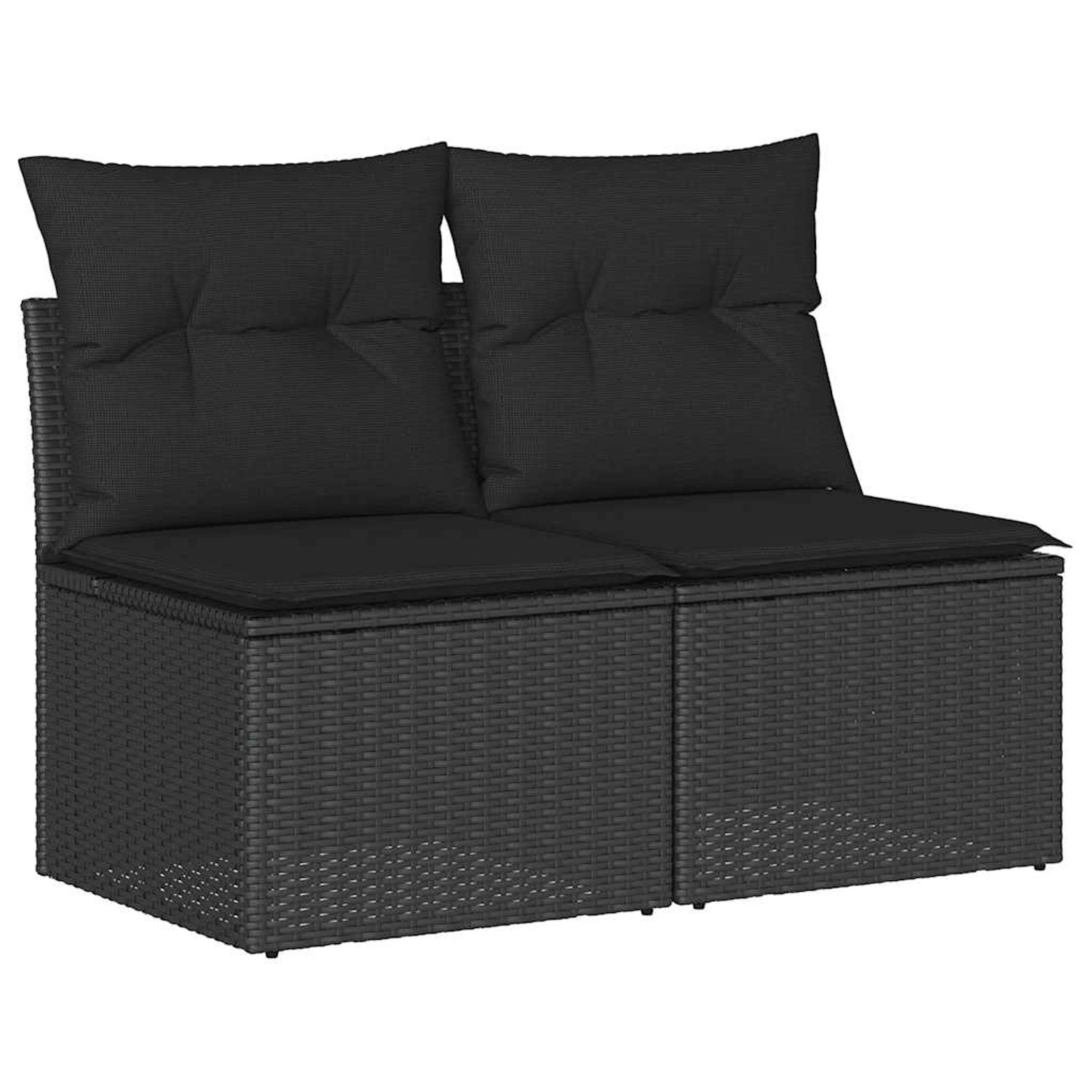 vidaXL 2-Tlg Garten-Sofagarnitur mit Kissen Schwarz Poly Rattan 3325241 günstig online kaufen