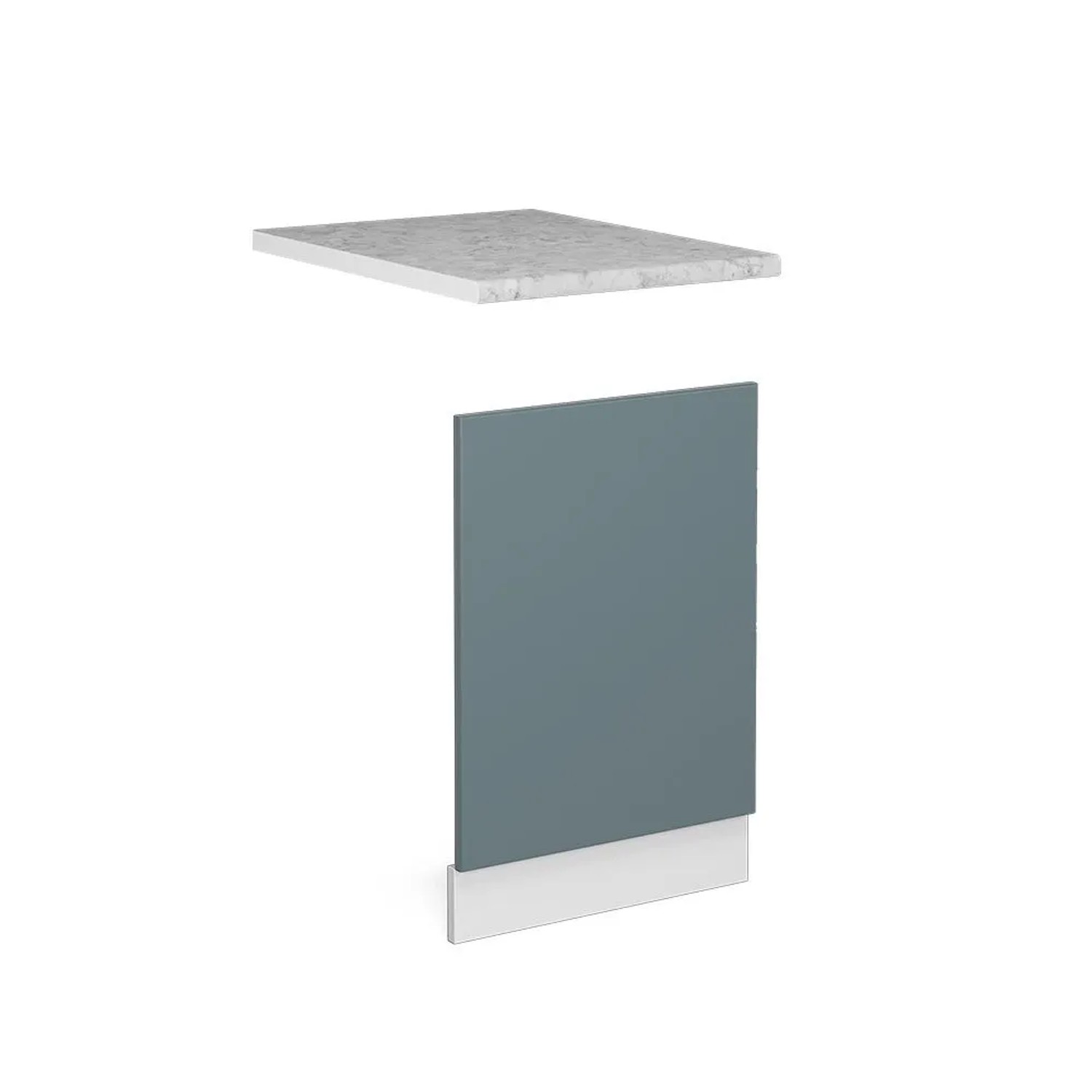 Vicco Frontblende R-Line Geschirrspüler Fronttür Blau-Grau Weiß 45 cm AP Marmor